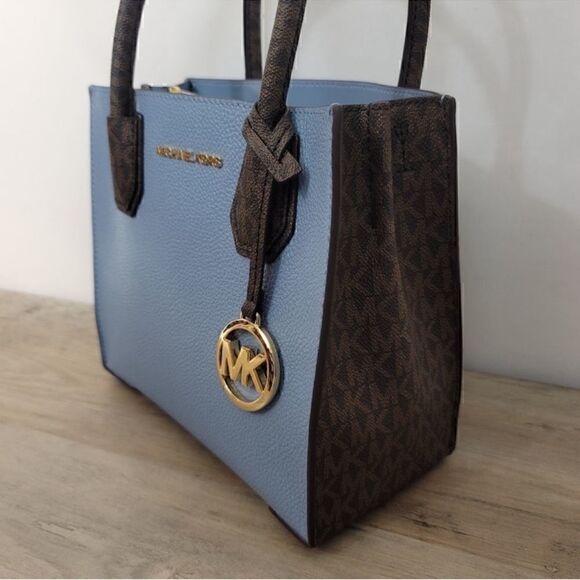 NWT Michael Kors Medium Mercer Bag Blue - Picture 3 of 13